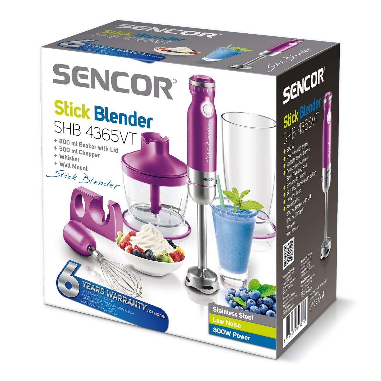 Sencor, Stick Blender, 800 Watts, Stainless Steel, Several Colors