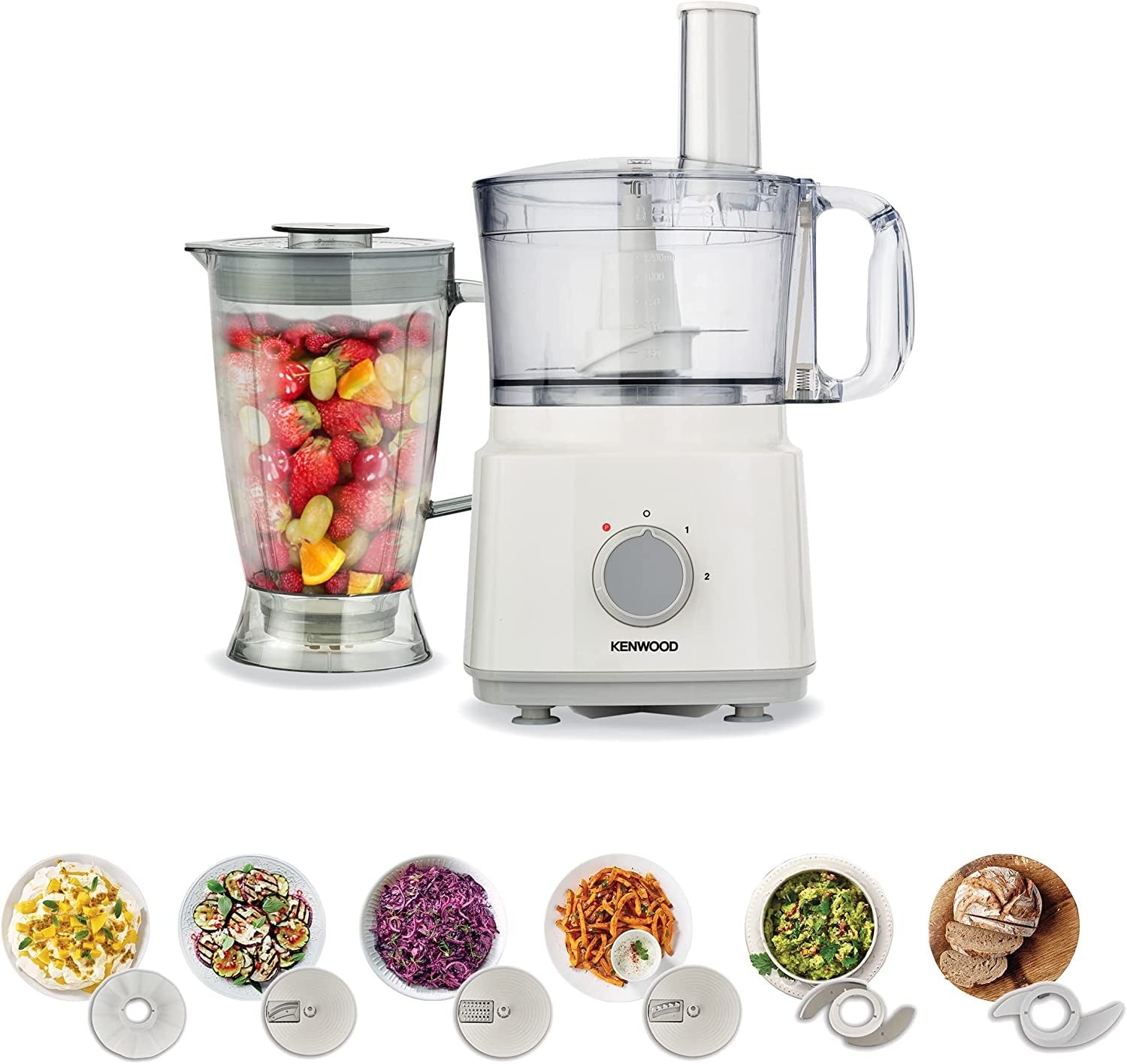 Kenwood, Multi-Functional Food Processor, 750 Watts, 2 L, White