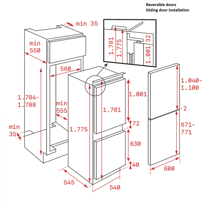 Tesla, Built-in Refrigerator, White