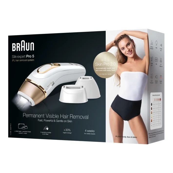 Braun, Silk-expert Pro 5 IPL, 4 Extras, White & Gold
