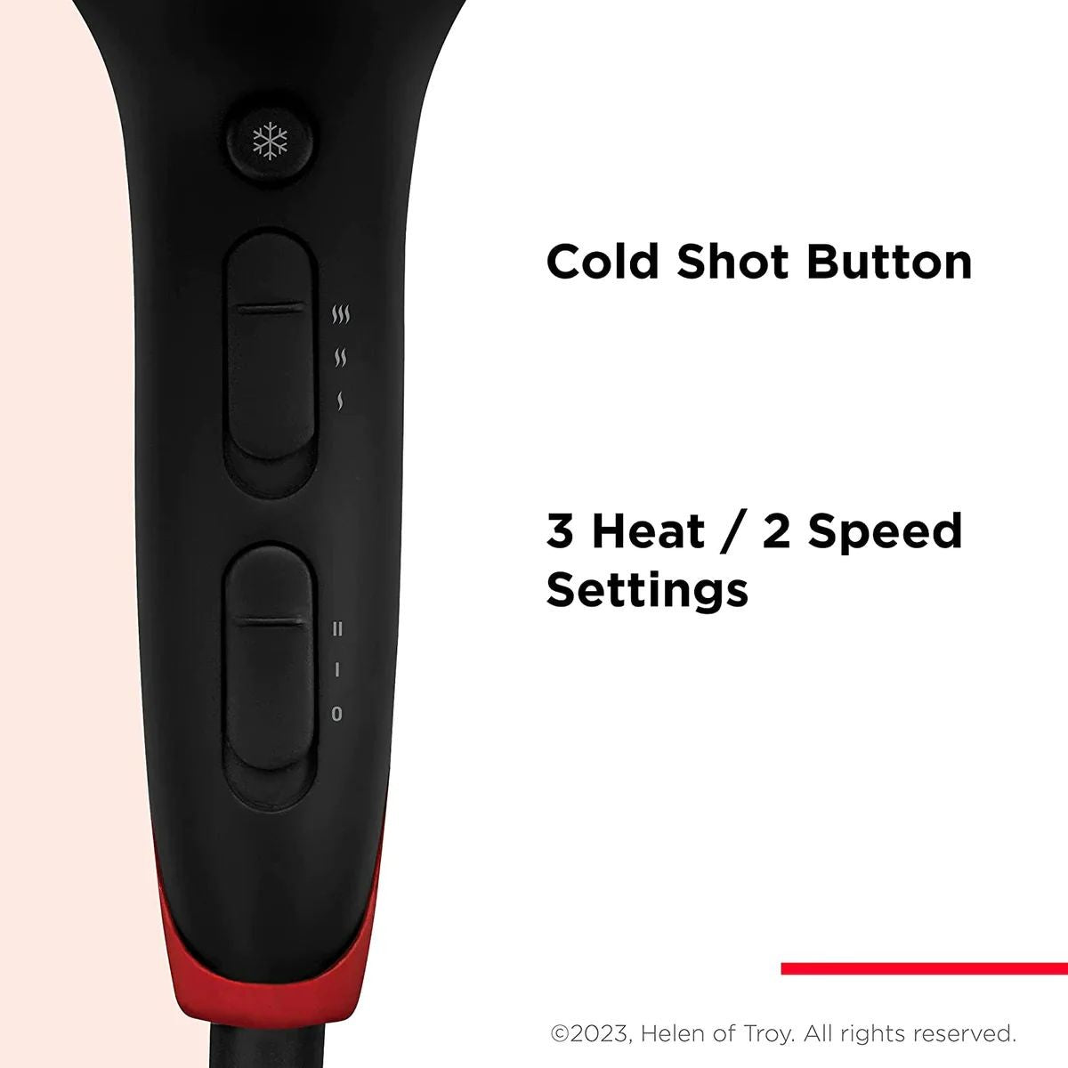Revlon, SmoothStay Coconut Oil-Infused Hair Dryer, Volumising Diffuser, 2000 Watts, Black & Red