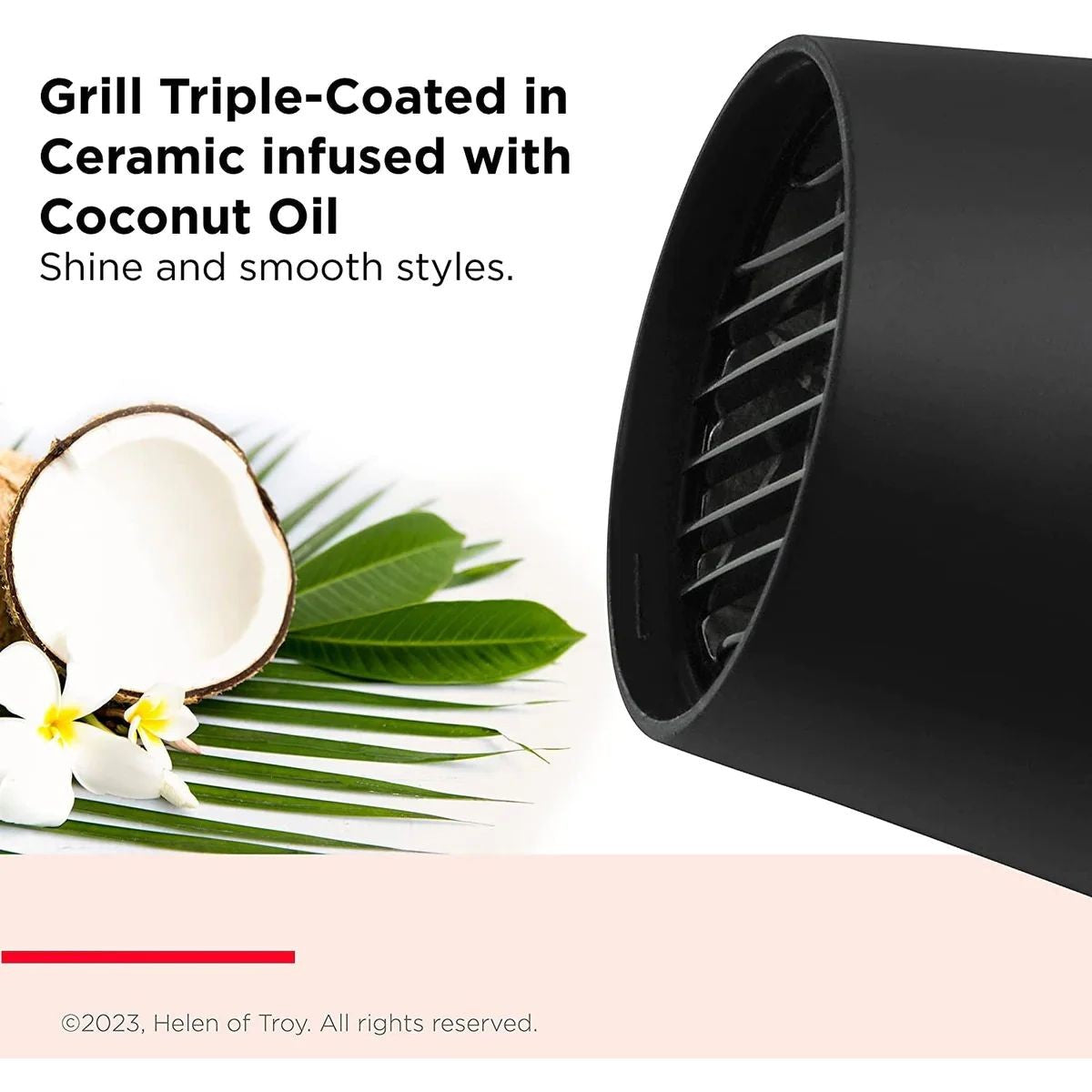 Revlon, SmoothStay Coconut Oil-Infused Hair Dryer, Volumising Diffuser, 2000 Watts, Black & Red