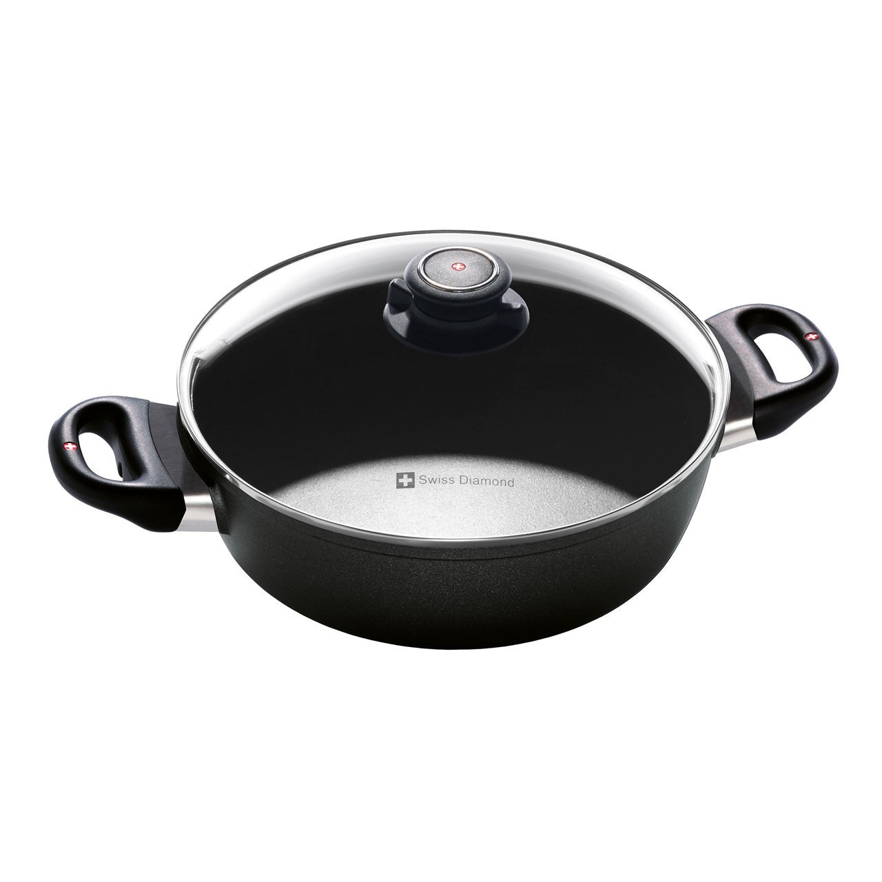 Swiss Diamond, Nonstick Casserole With Glass Lid, 24 CM, Black