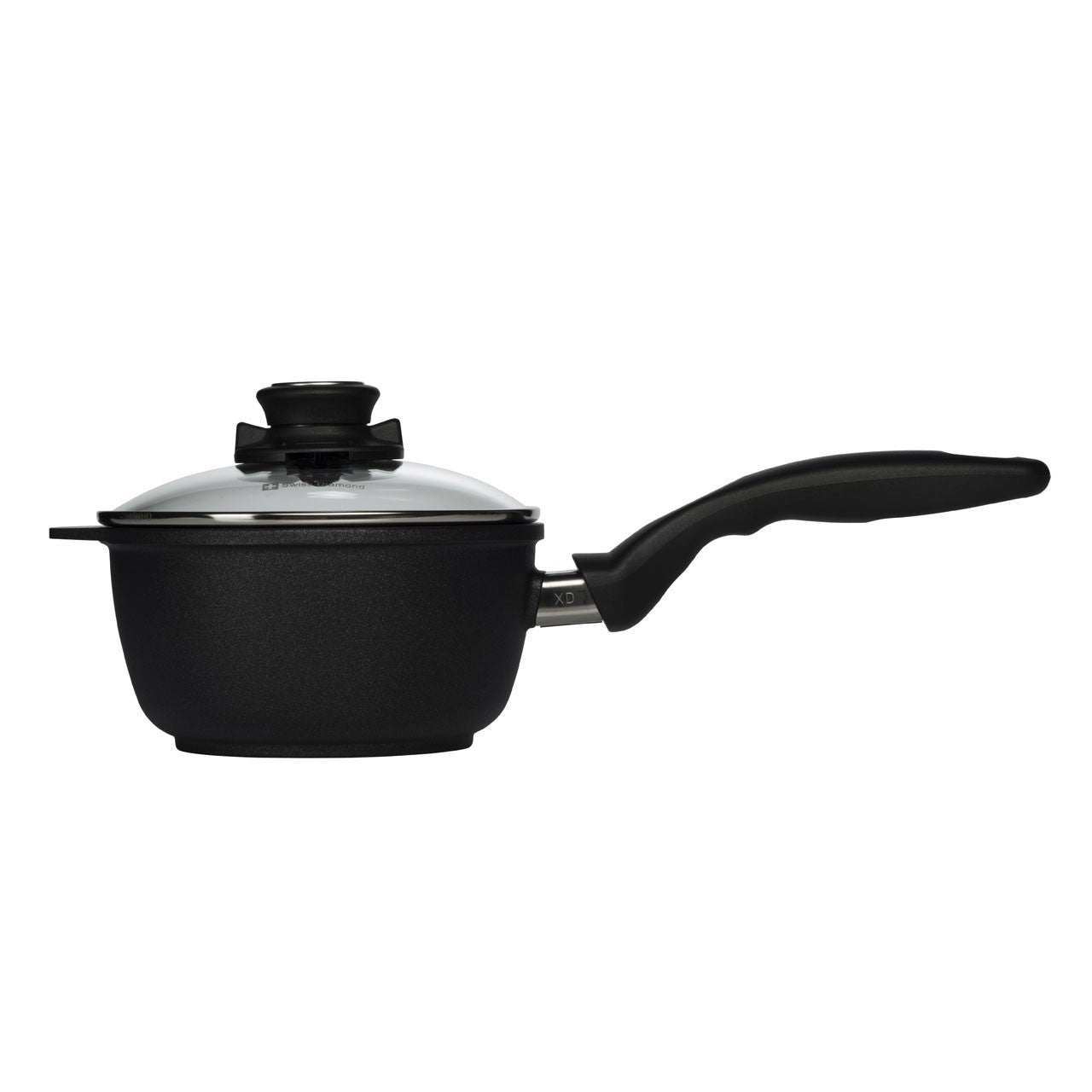 Swiss Diamond, Nonstick Saucepan With Glass Lid, 16 CM, Black