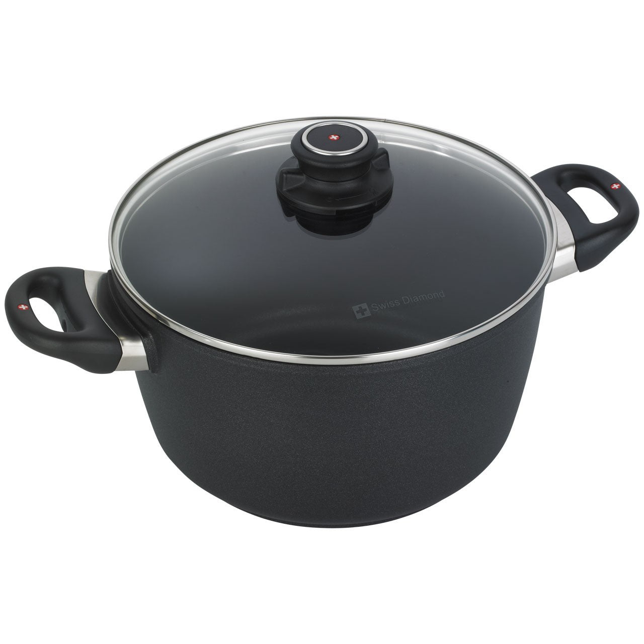 Swiss Diamond, Nonstick Soup Pot With Glass Lid, 24 CM, Black