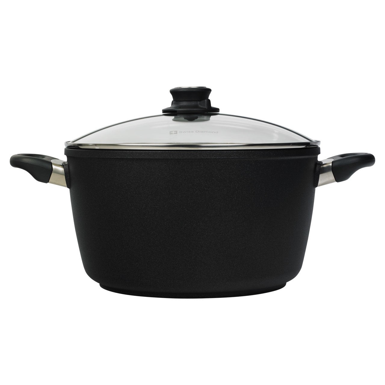Swiss Diamond, Nonstick Stock Pot with Glass Lid, 28 CM, Black