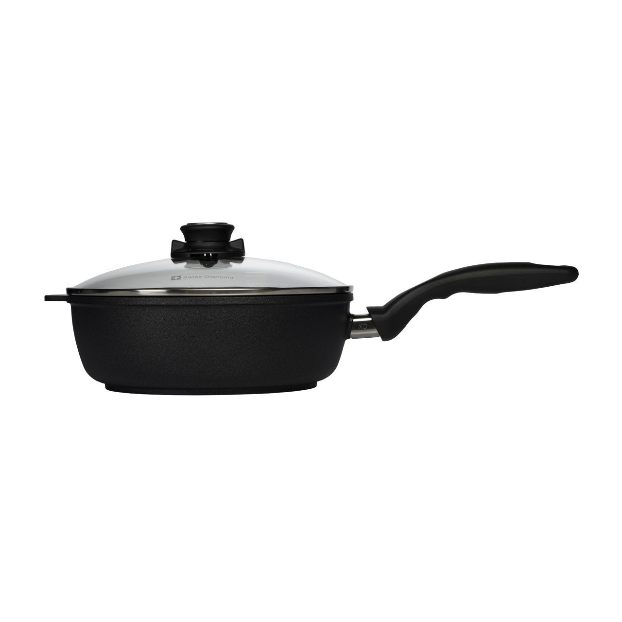 Swiss Diamond, Nonstick Saute Pan With Glass Lid, 26 CM, Black