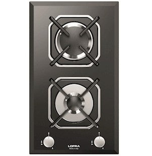 Lofra, Diadema Gas Hob, 30 CM, 2 Burners, Black