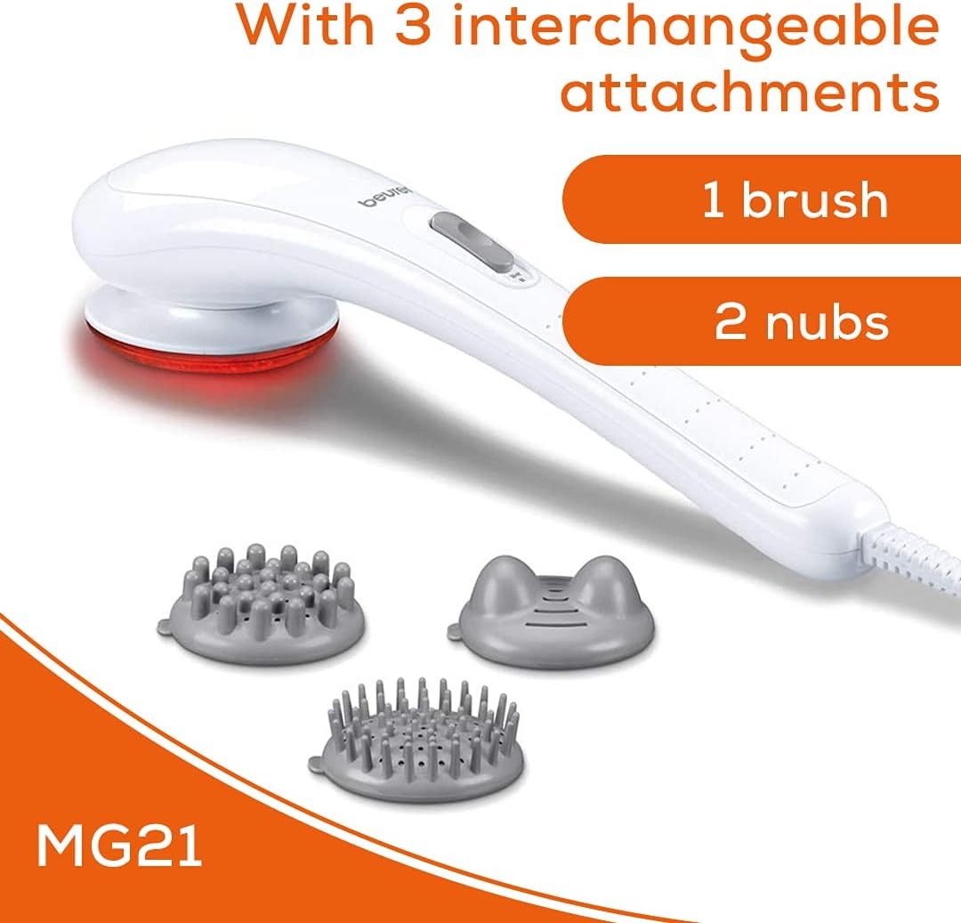 Beurer, Handheld Infrared Massager, 3 Interchangeable Attachments, White