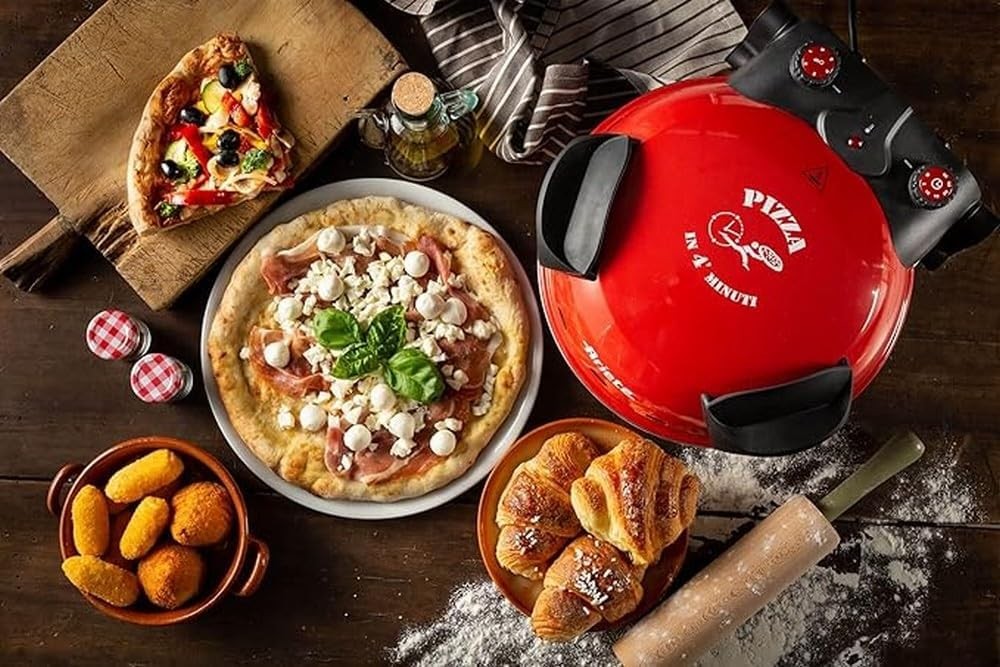 Ariete, Pizza in 4 Minutes Multi-use Pizza Oven, 1200 Watts, Black / Red