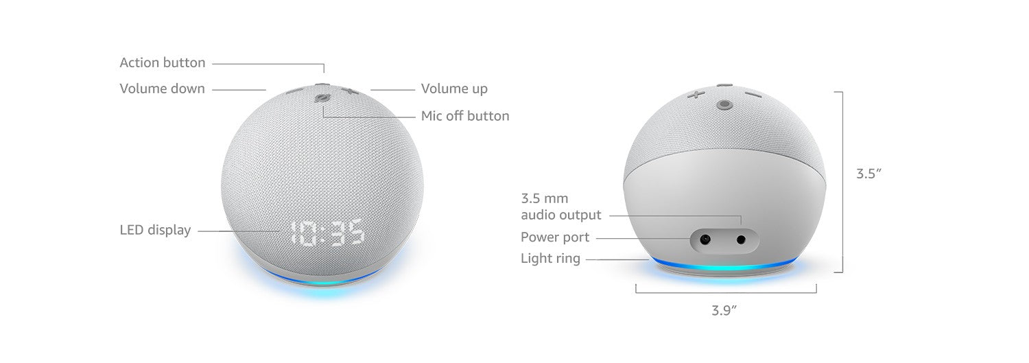 Alexa, Echo dot  (5th Gen) With Clock, Compact Smart Speaker