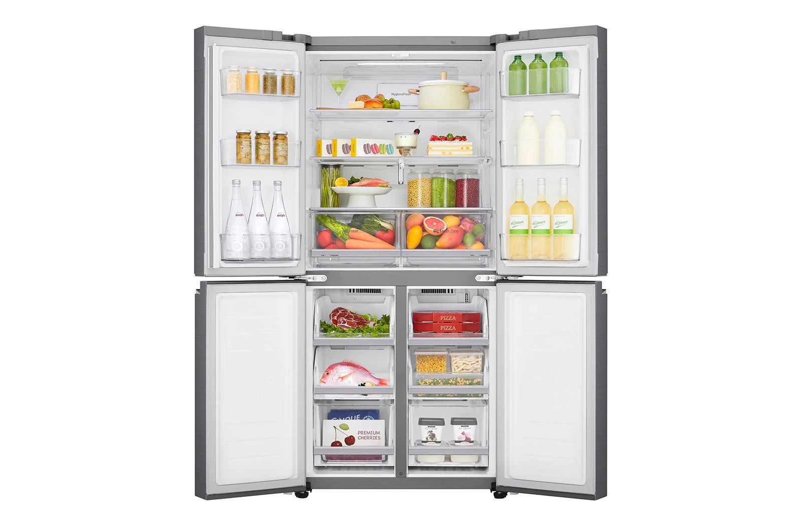 LG, Slim French Door Refrigerator, 594 L, Inverter Linear Compressor, Platinum Silver
