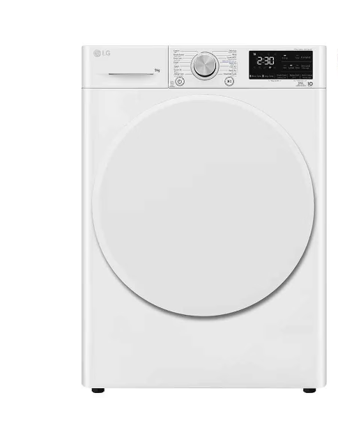 LG, Energy Saving Dryer, 9 KG, Capable Drying with Dual Heat Pump, White