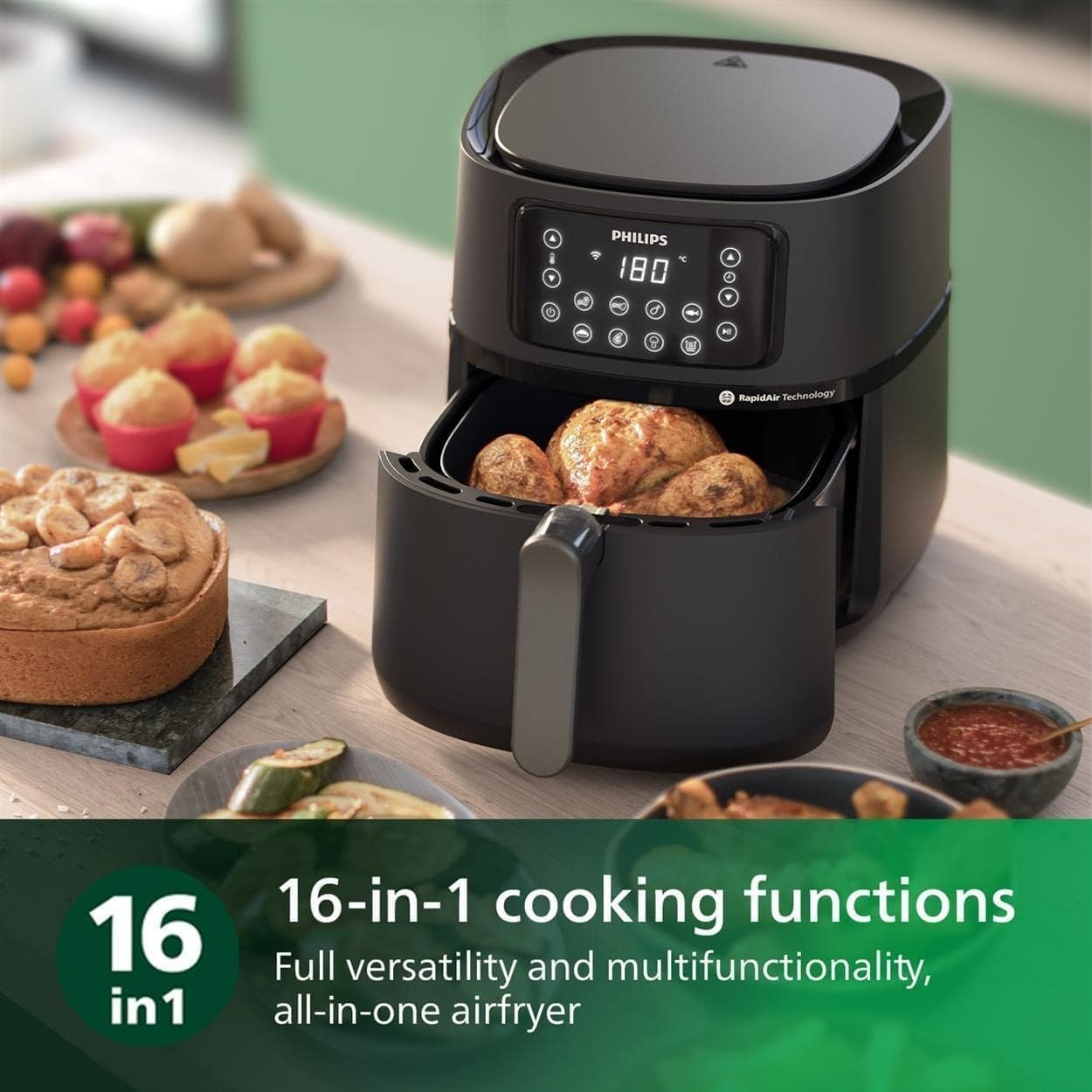 Philips, Series 5000 XXL Air Fryer, 7.2 L, 6 Portions, WIFI Connected, Black