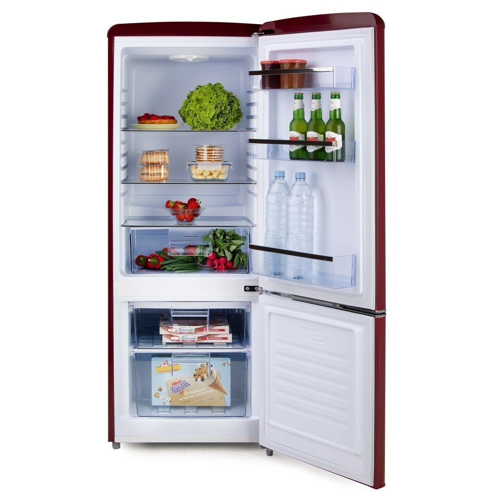 Domo Retro Fridge - Freezer, 191 L, Wine Red