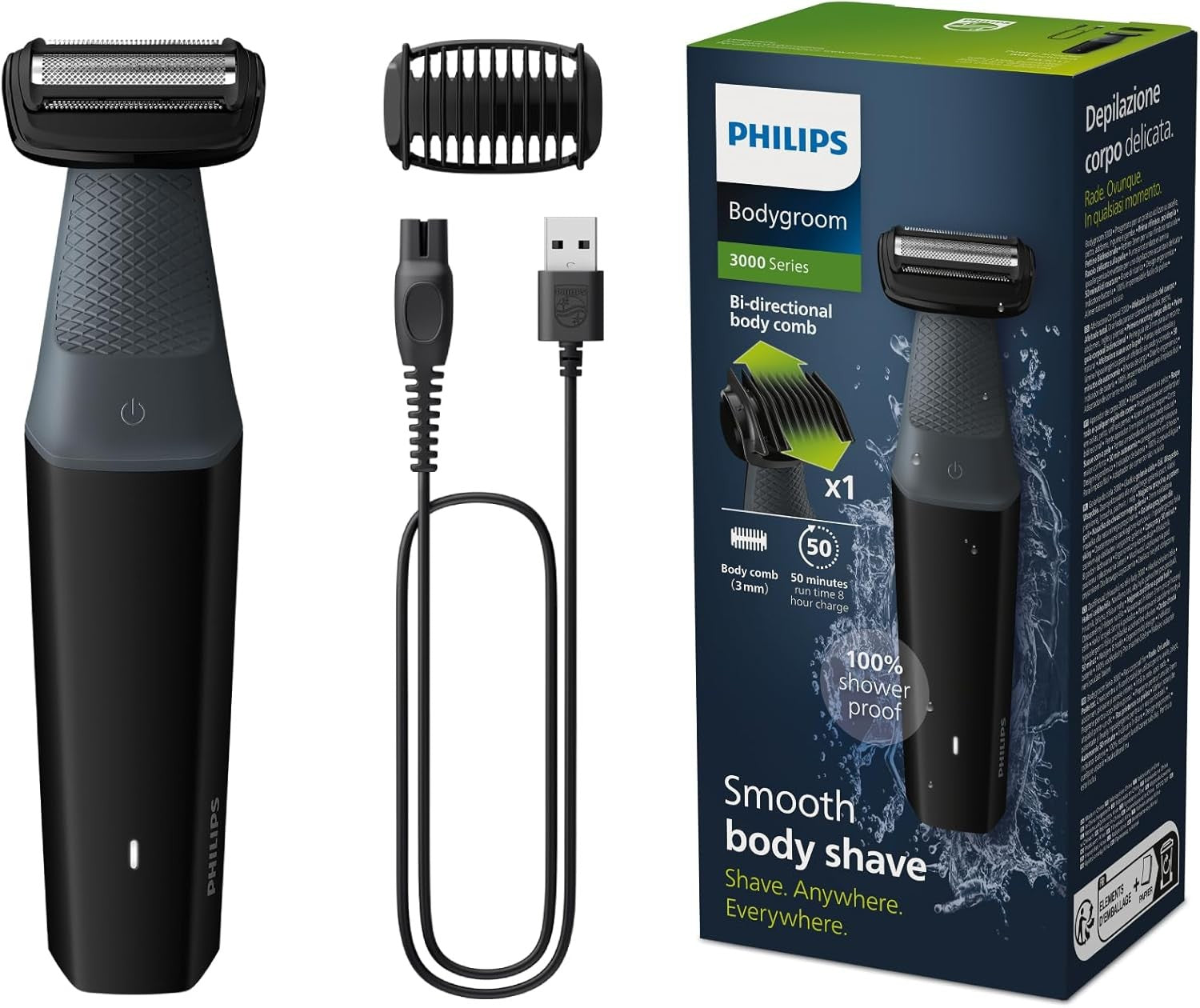 Philips Bodygroom Showerproof Groin & Body Trimmer, Black