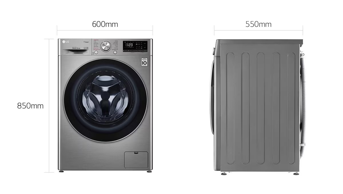 LG Washer, 8 Kg, Bigger Capacity, AI DD, Steam, Silver