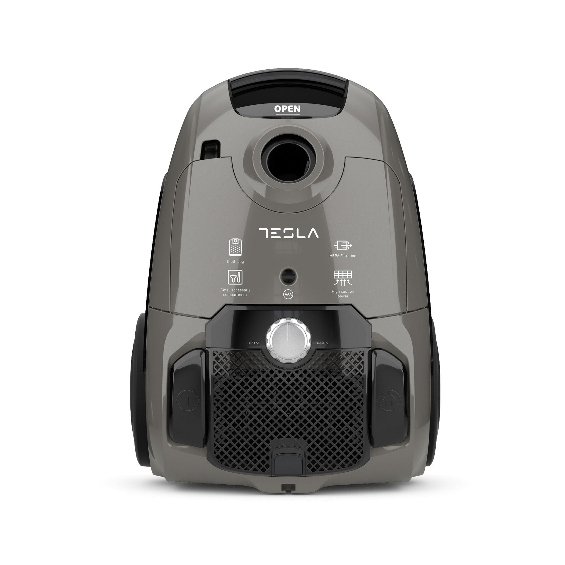 Tesla, Bagged Vacuum Cleaner, 800 Watts, Grey