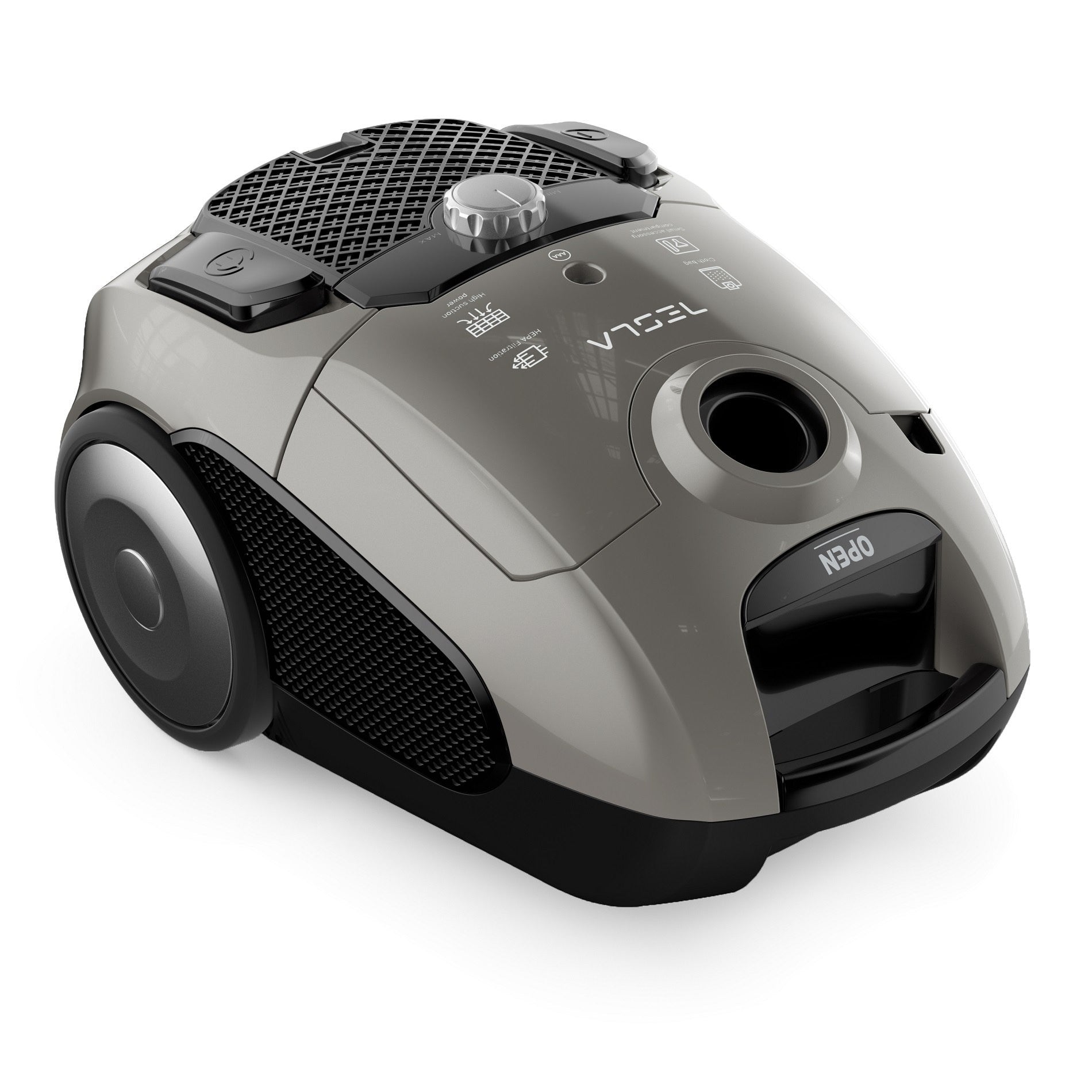 Tesla, Bagged Vacuum Cleaner, 800 Watts, Grey
