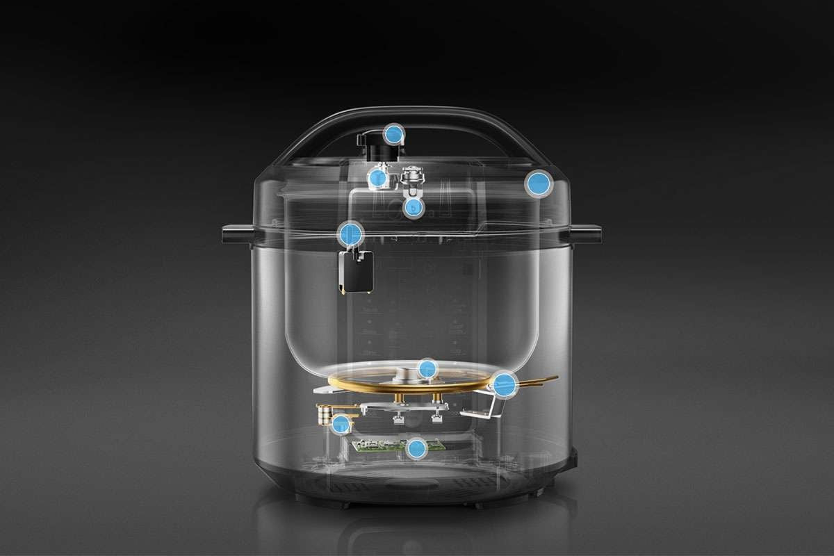 Midea, Pressure Multi-Cooker, 6 L, 1000 Watts, Stainless Steel