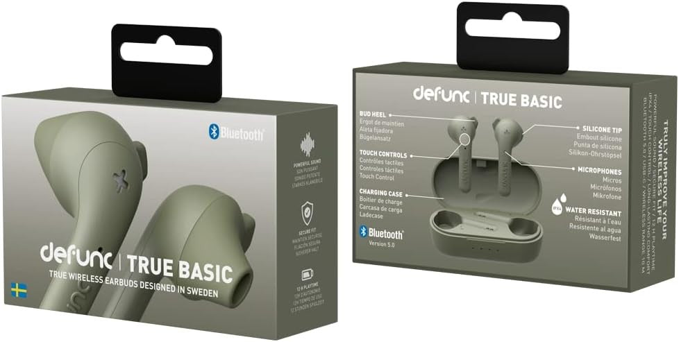 Defunc, True Basic Wireless Earbuds, Waterproof, Green