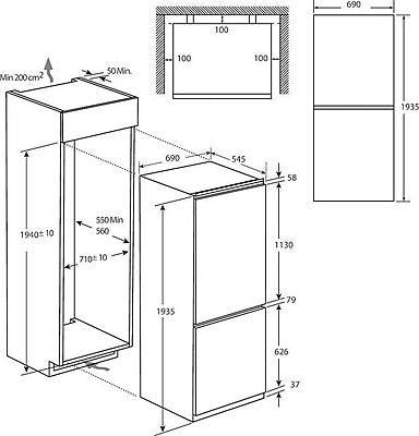 Candy Built-In 70 CM Combi Refrigerator