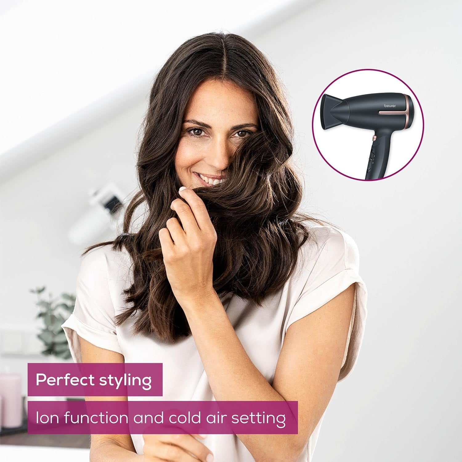 Beurer Travel Hair Dryer, 1600 Watts, Black