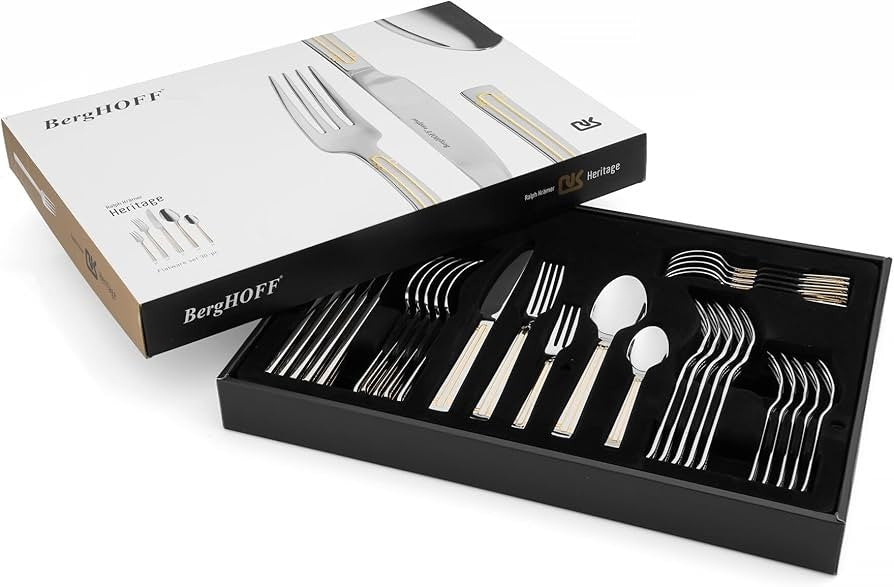BergHOFF Essentials Flatware Set, 30Pc, 18/10 Stainless Steel Heritage