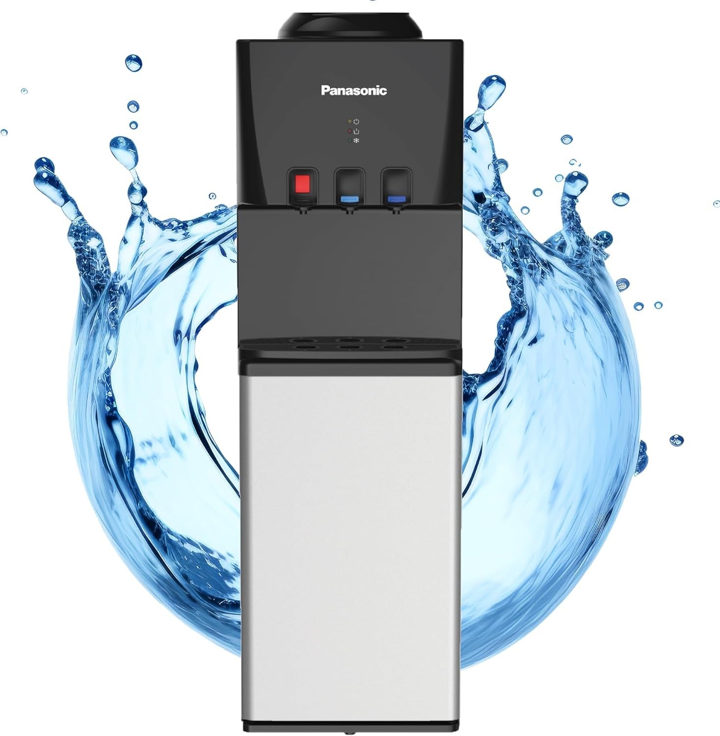 Panasonic, Top Loading Water Dispenser, 3-Tap, Black/Silver