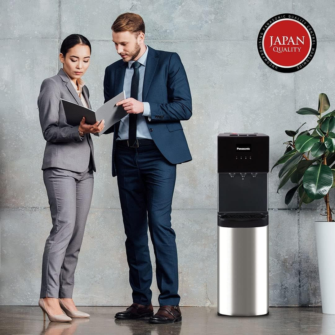 Panasonic, Bottom Loading Water Dispenser, 3-Tap, Black/ Stainless Steel