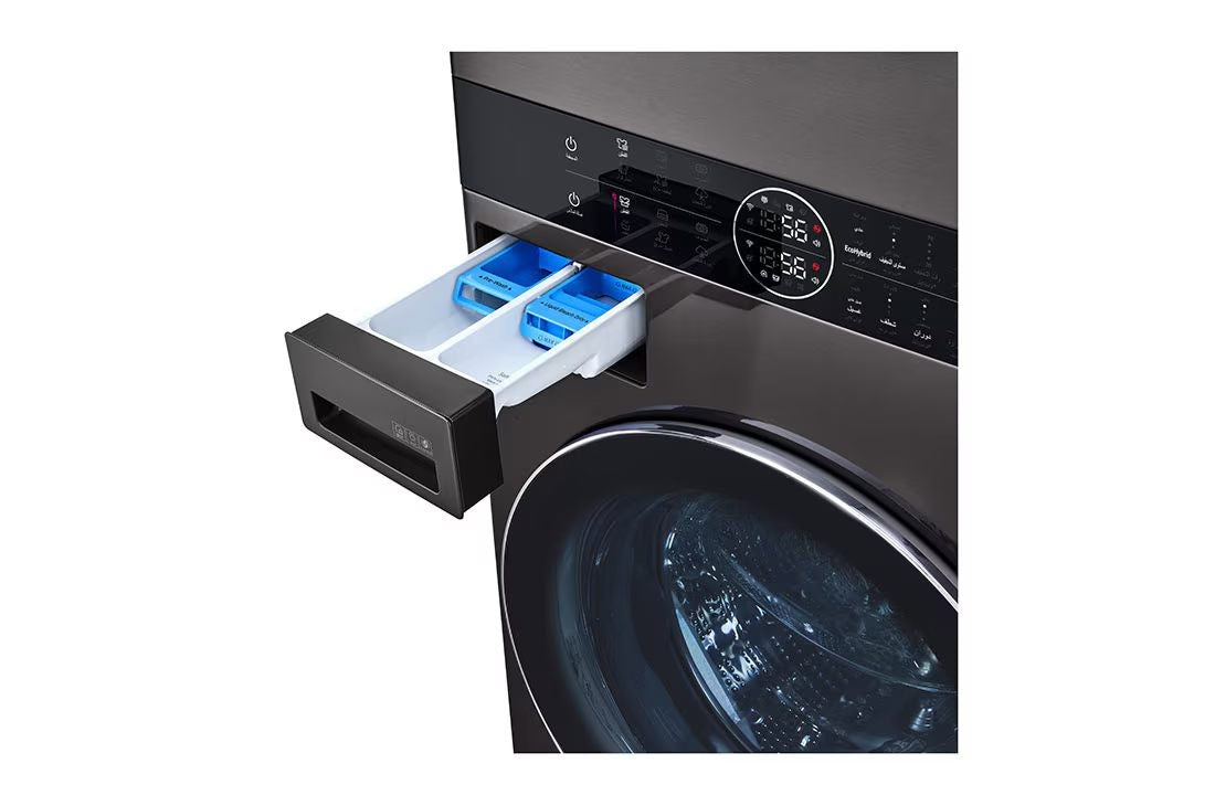 LG WashTower™ Front Load 21/16kg, Black Steel color