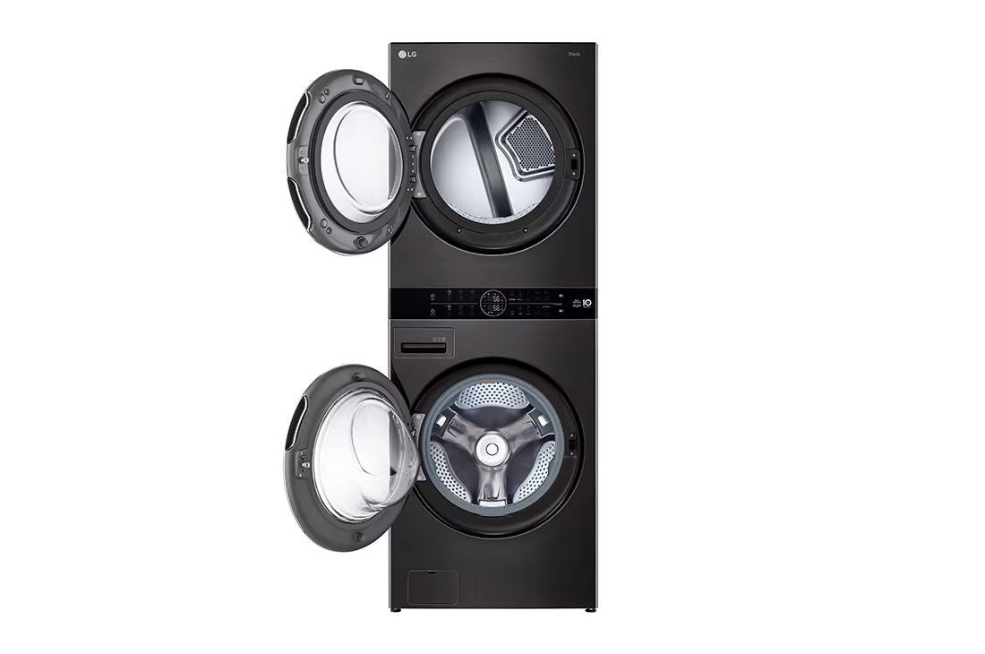 LG WashTower™ Front Load 21/16kg, Black Steel color