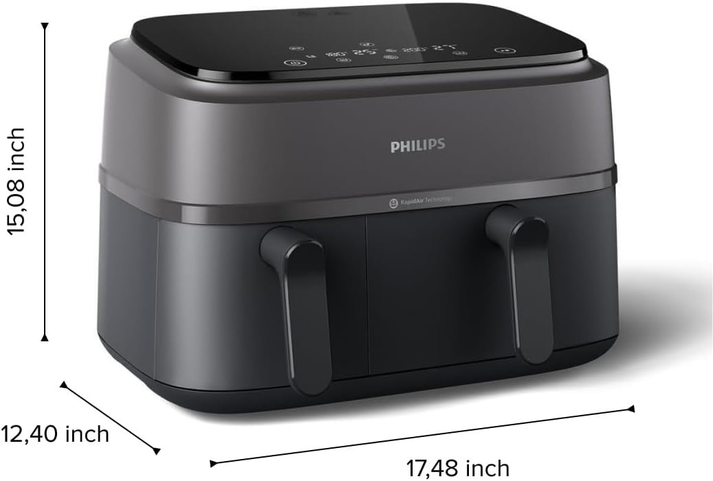 Philips Dual Air Fryer, 9L, 2750W, Black