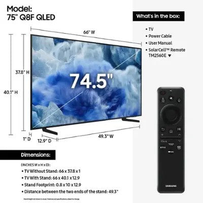 Samsung QLED 75" Q8F 4K  Smart TV (2025) 120HZ