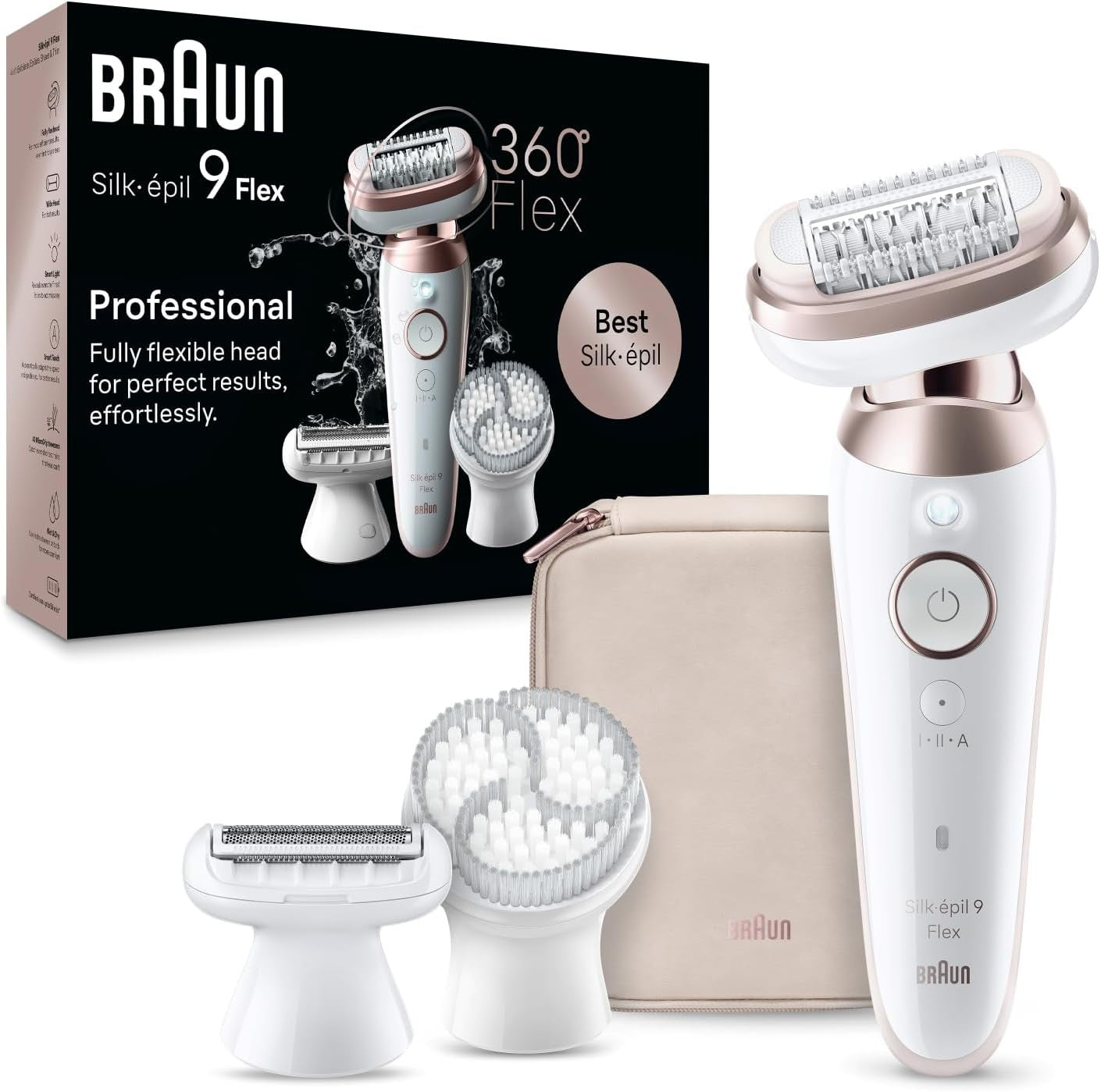 Braun Silk-épil 9 Flex Wet & Dry Epilator, 360° Flexible Head for Easy Epilation