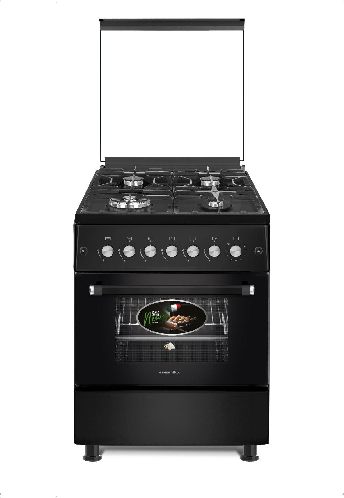 Milano Freestanding Gas, 4 Burners, Black