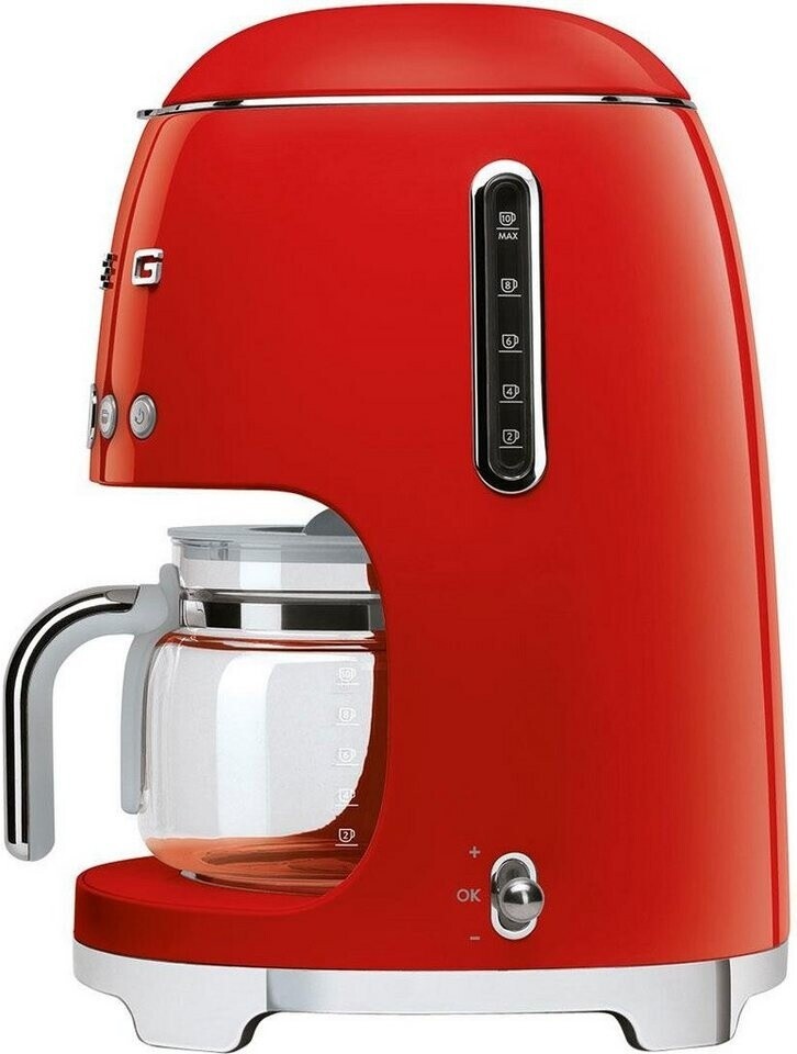 Smeg 50's Style Aesthetic Drip Coffee Machine, 12 Cups, Red