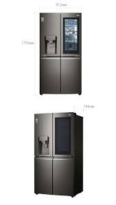 LG, Slim French Door InstaView™ Fridge, 423 L, Black