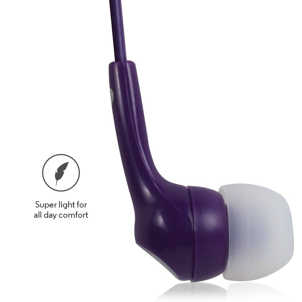 Motorola, Earbuds, 2 wired Earphones, Purple