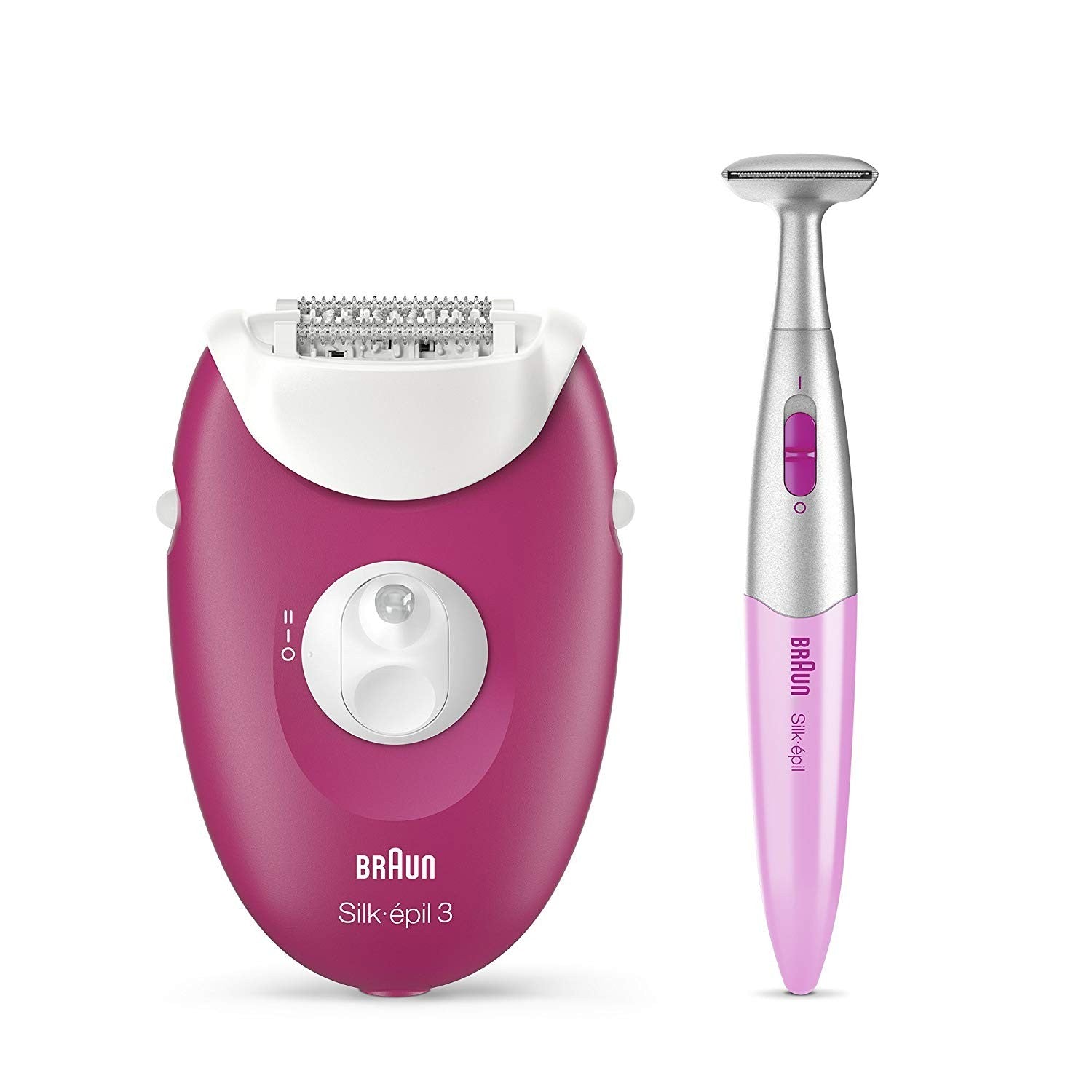 Braun, Silk-Epil 3 Raspberry Edition Corded Epilator, with Bikini Trimmer, Pink