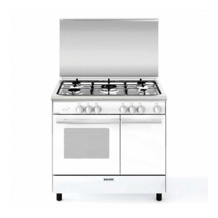 Glem Gas, Gas Oven, 5 Burners, 90 CM, White