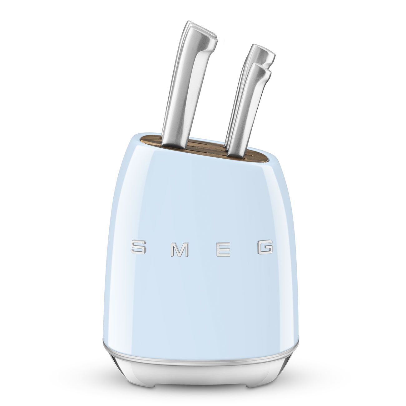 Smeg 50's Style Aesthetic Knife Block Set, Pastel Blue