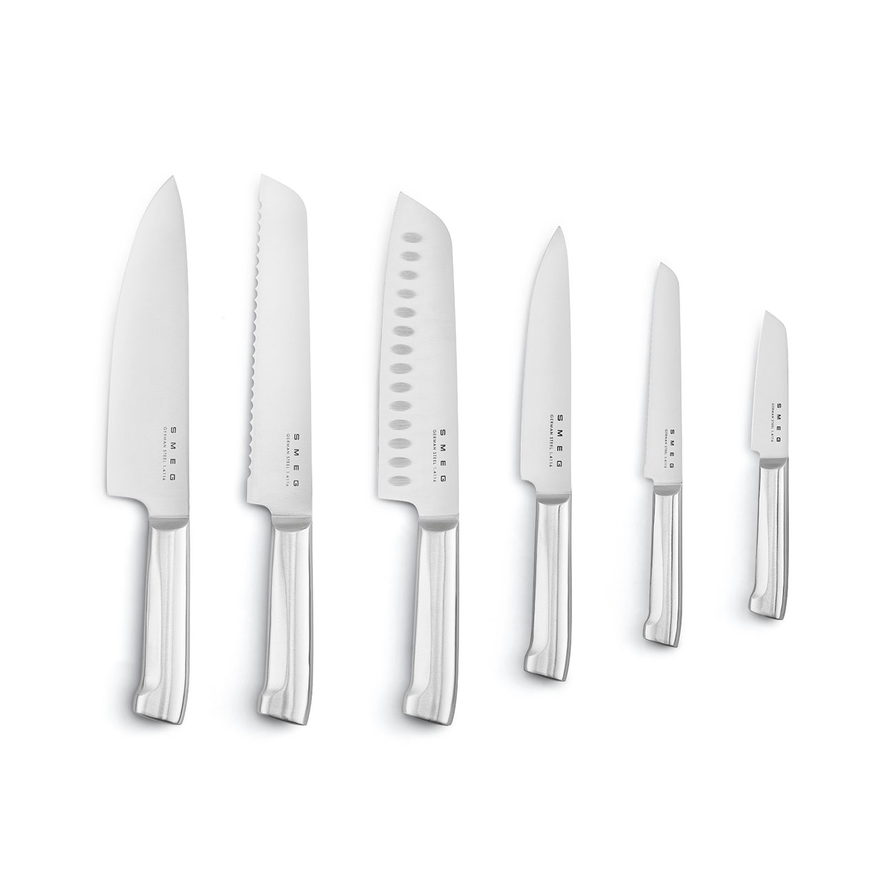 Smeg 50's Style Aesthetic Knife Block Set, Pastel Blue