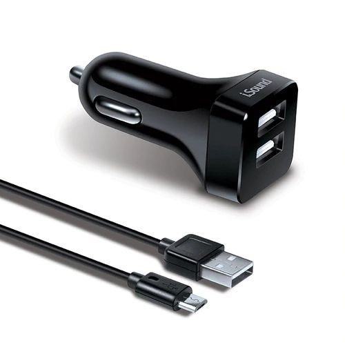 I-Sound, Dual USB Car Charger Kit, Black