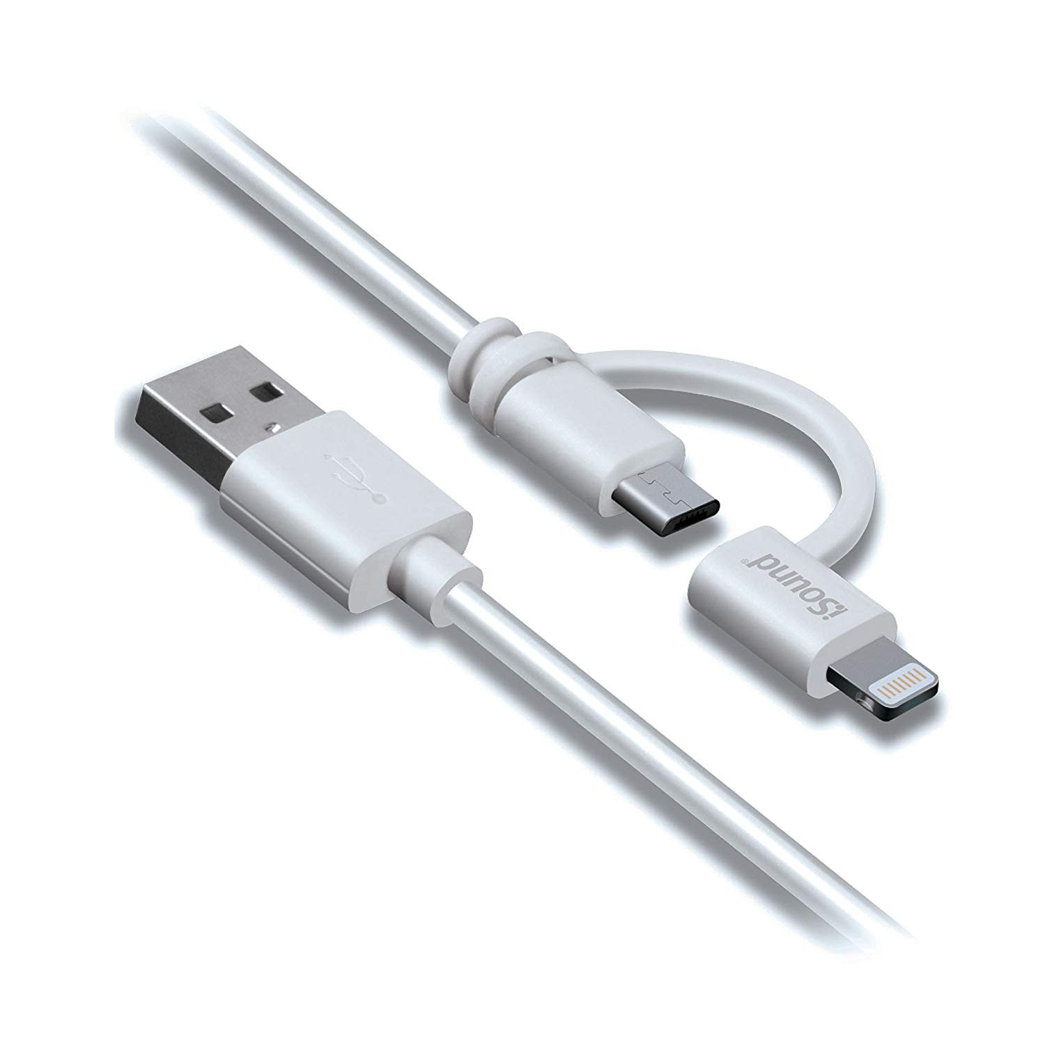 Isound, 2 In 1 Charge Cable, White