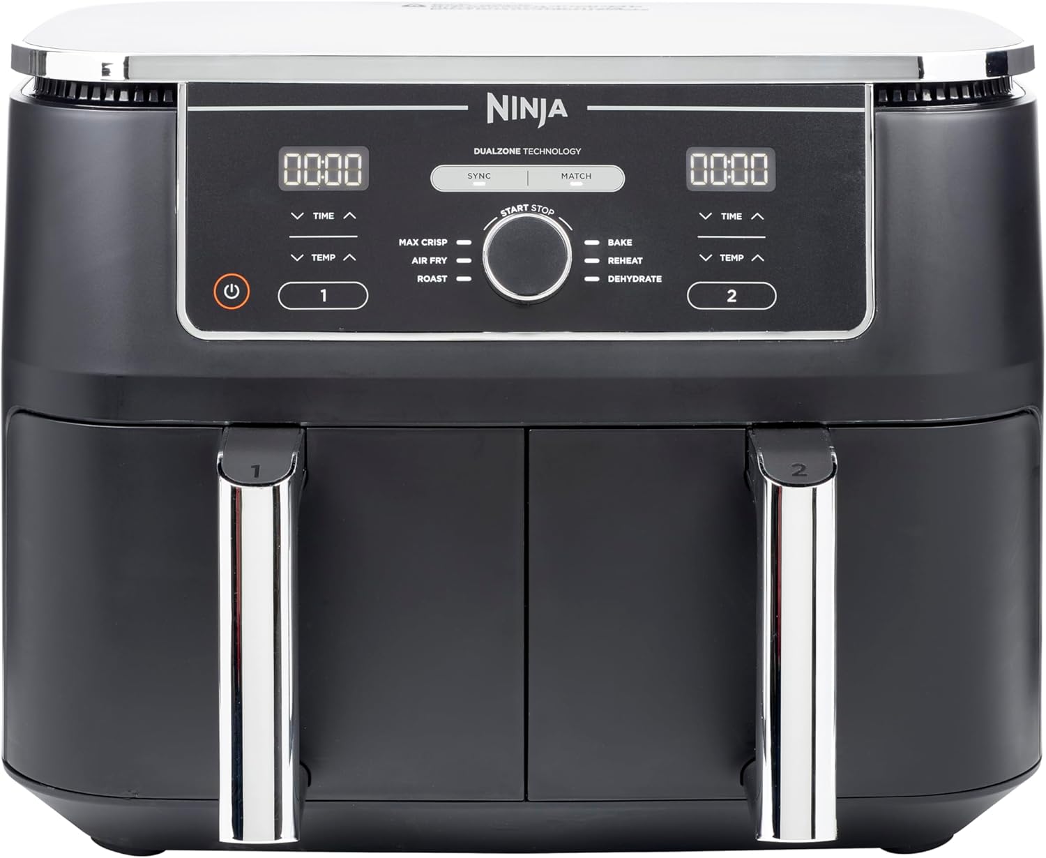 NINJA Foodi MAX Dual Zone Oil Free Fryer, 9.5 L, 2 Drawers, 6 Cooking Modes, Black
