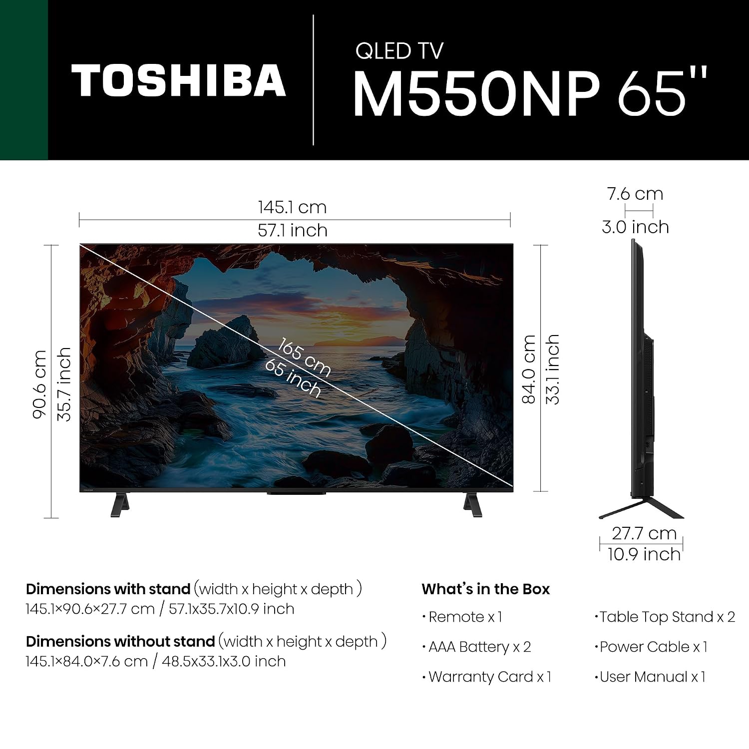 Toshiba 65" QLED 4K Smart Google TV