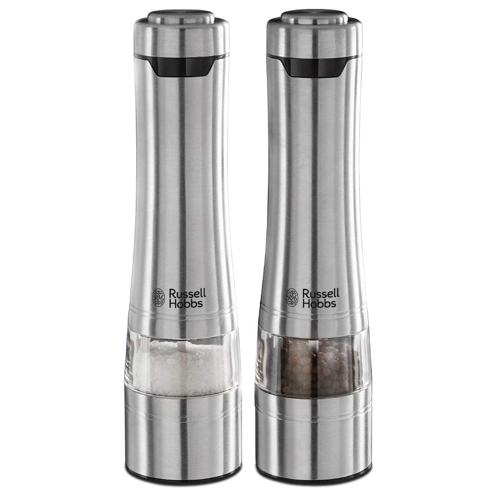 Russell Hobbs, Battery Powered Salt and Pepper Grinders, Stainless Steel