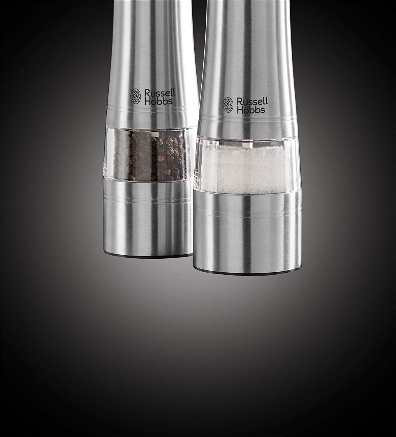 Russell Hobbs, Battery Powered Salt and Pepper Grinders, Stainless Steel