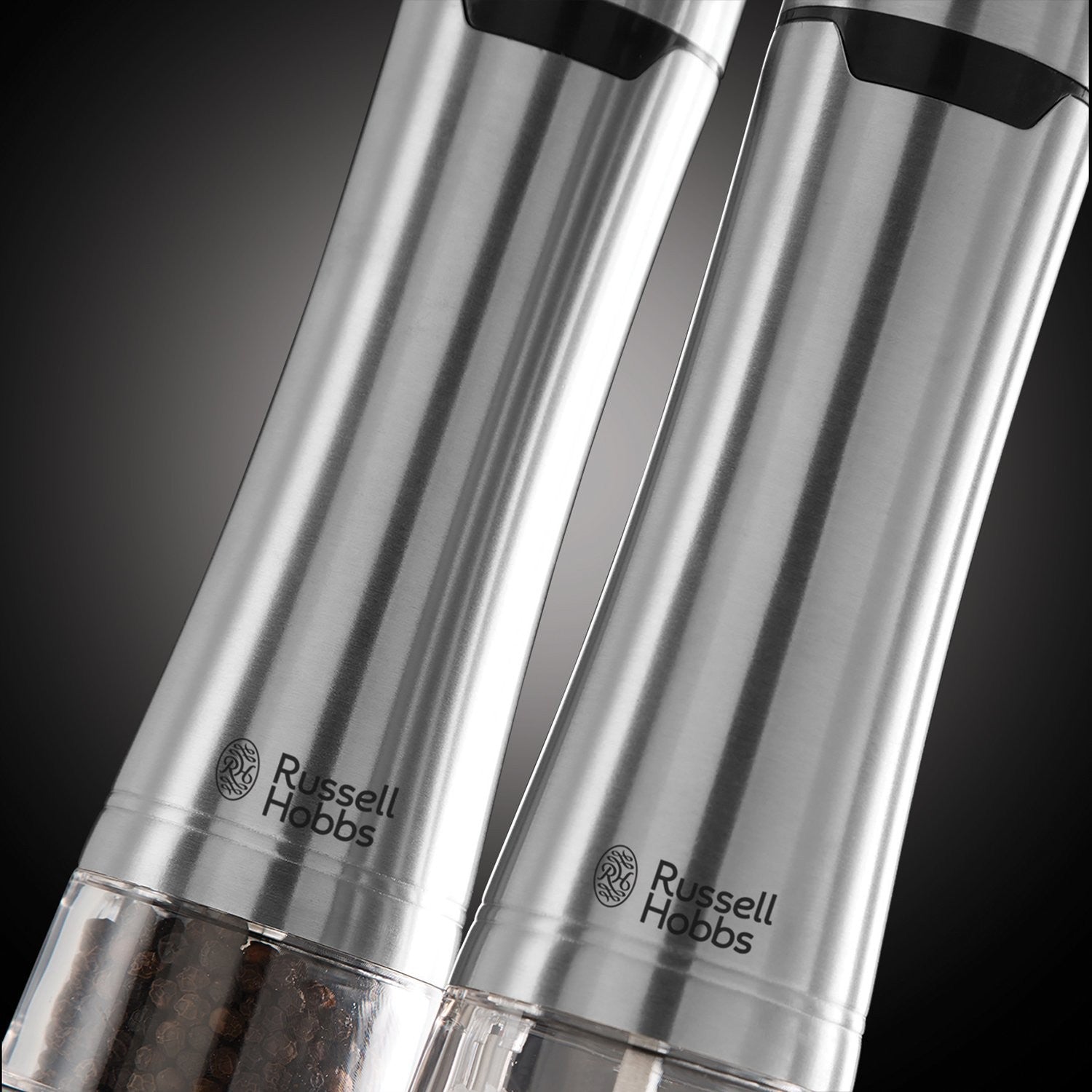 Russell Hobbs, Battery Powered Salt and Pepper Grinders, Stainless Steel